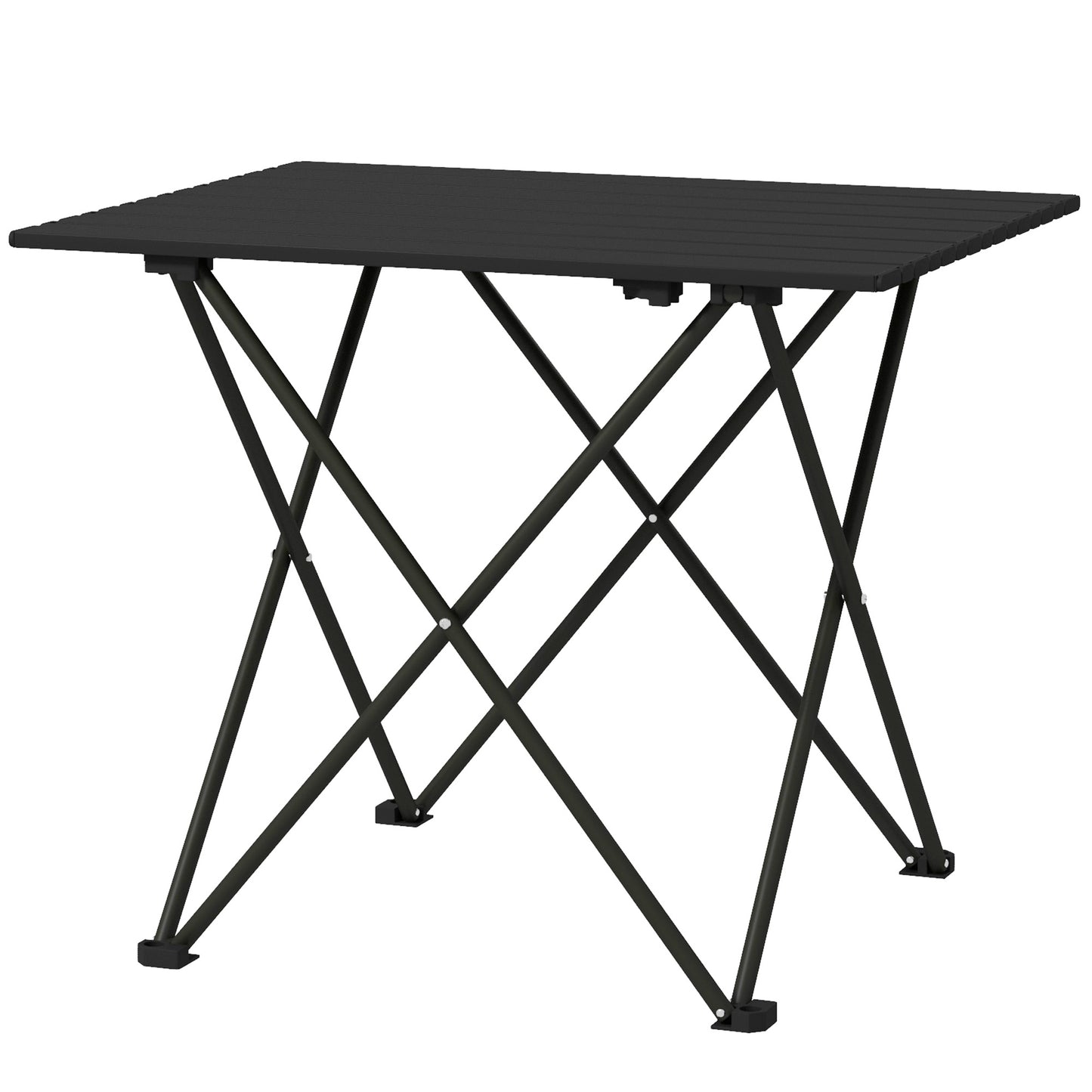 Outsunny Folding Camping Table, Lightweight Metal Picnic Table with Carry Bag, Foldable Table for Outdoor Camping, Picnic, Hiking, BBQ, Fishing, Black