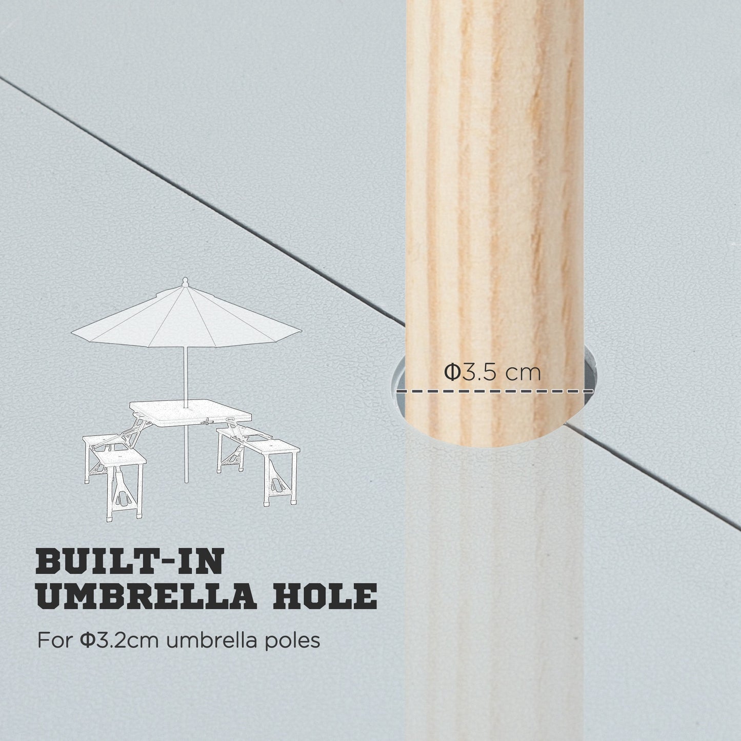 Outsunny Folding Picnic Table with 4 Seats and Umbrella Hole