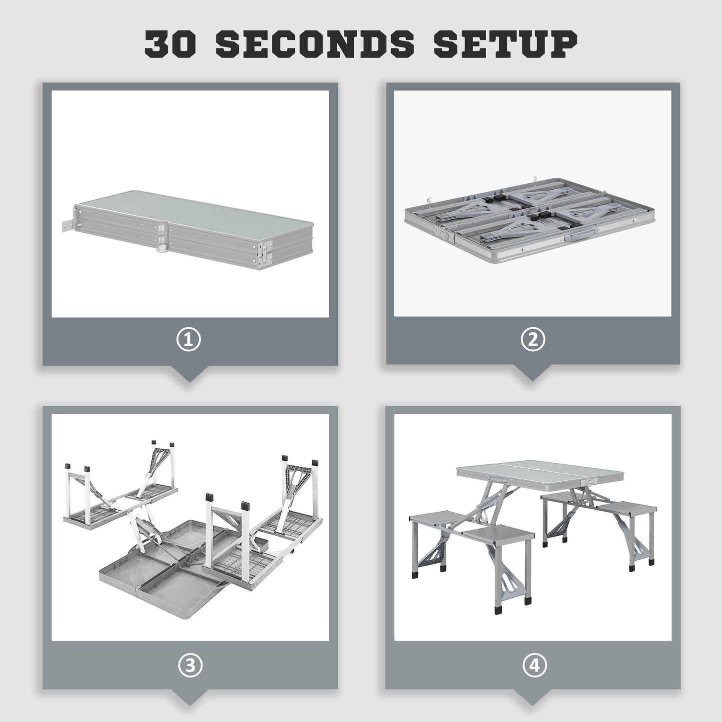 Outsunny Folding Picnic Table with 4 Seats and Umbrella Hole