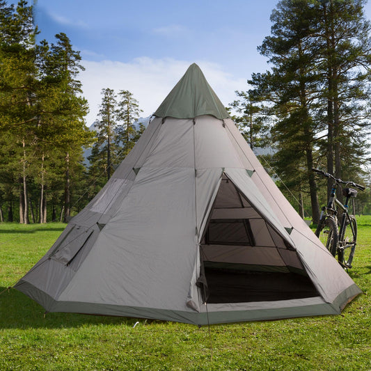 Outsunny 6 Men Tipi Tent with Carry Bag