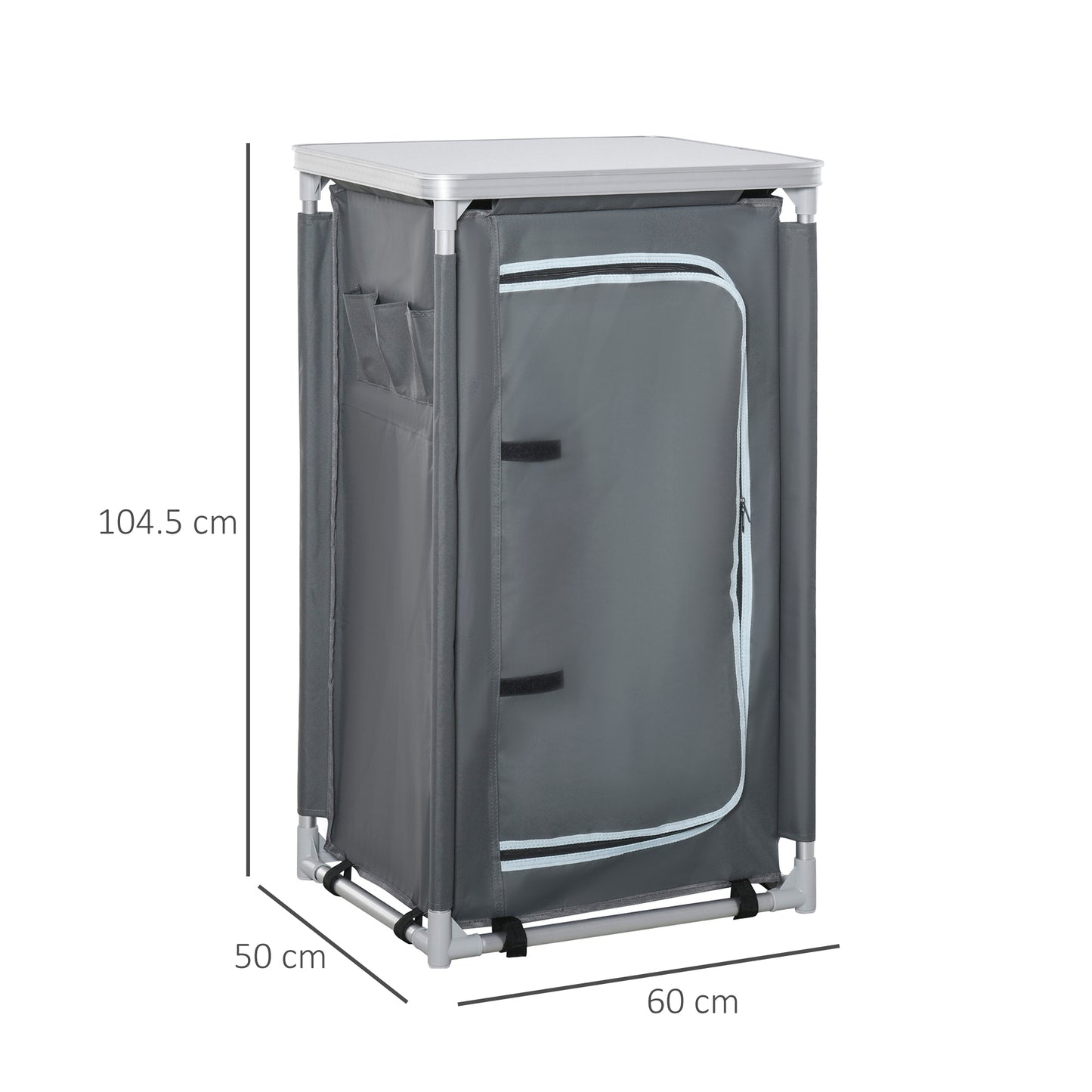 Outsunny 3-Shelf Camping Cupboard Camping Kitchen Station Cook Table, Storage Organiser for BBQ Party Picnics Backyards with Carrying Bag