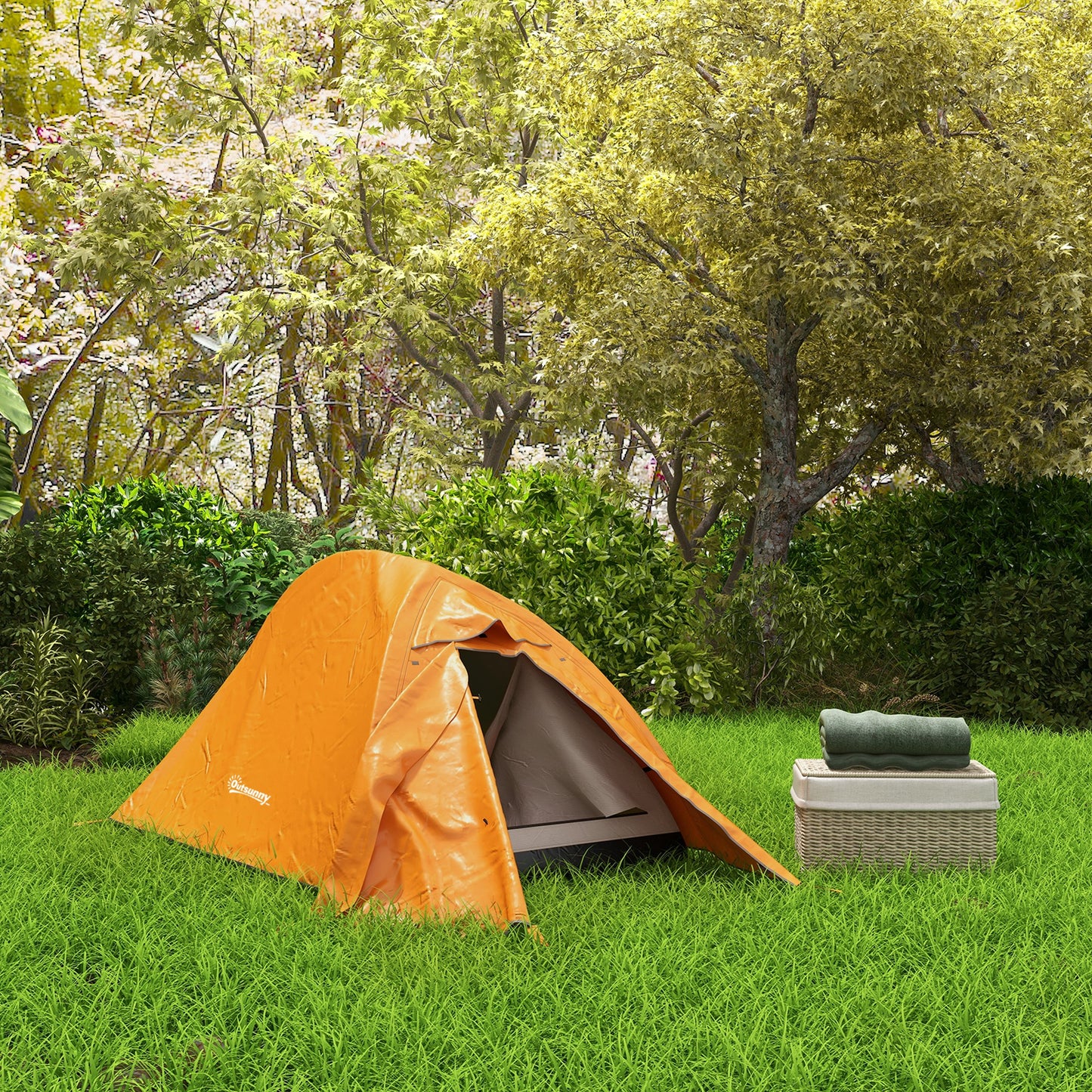 Outsunny Double Layer Camping Tent, 1-2 Man Backpacking Tent with Carry Bag, 2000mm Waterproof and Lightweight