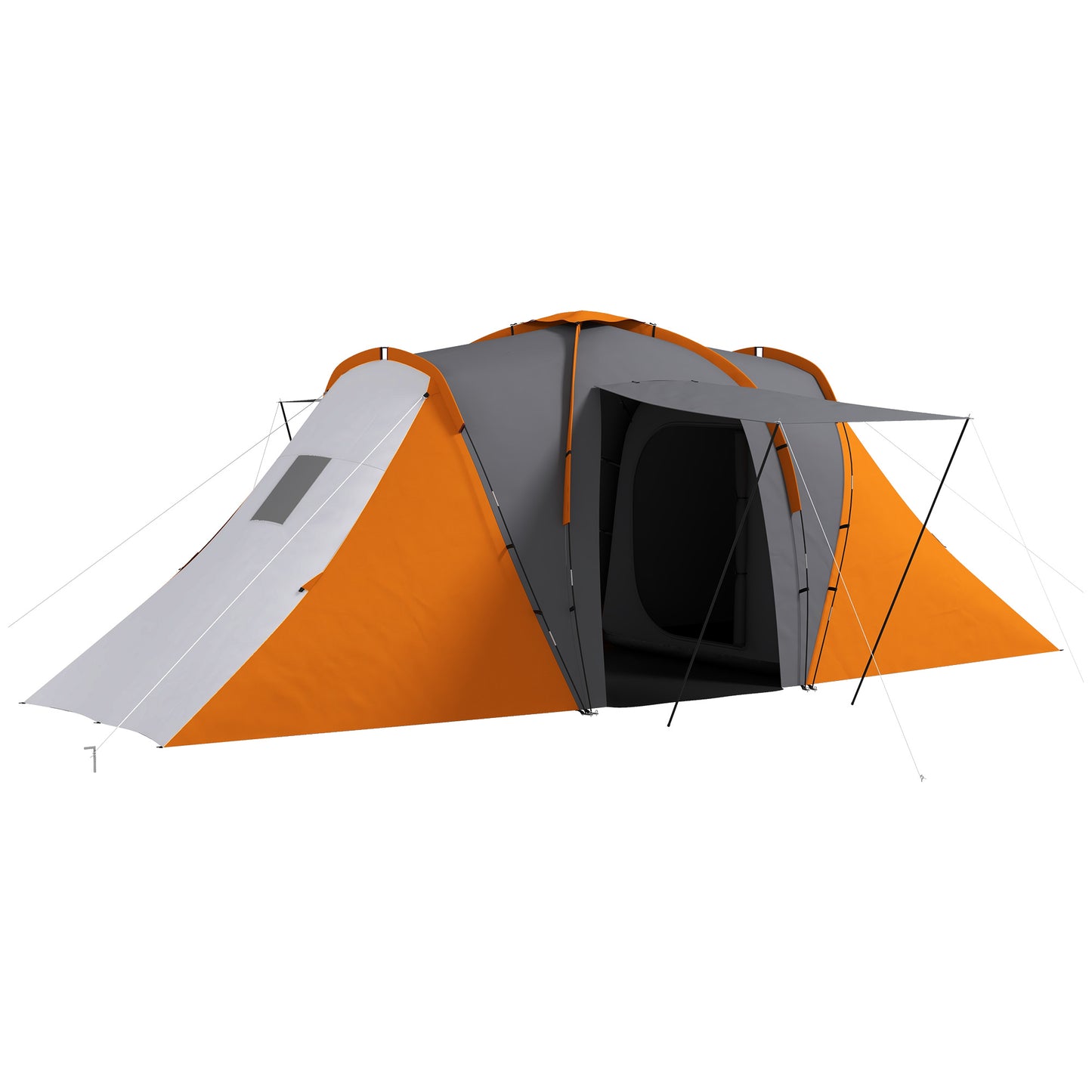 Outsunny Large Camping Tent Tunnel Tent with 2 Bedroom and Living Area, 2000mm Waterproof, Portable with Bag for 4-6 Man