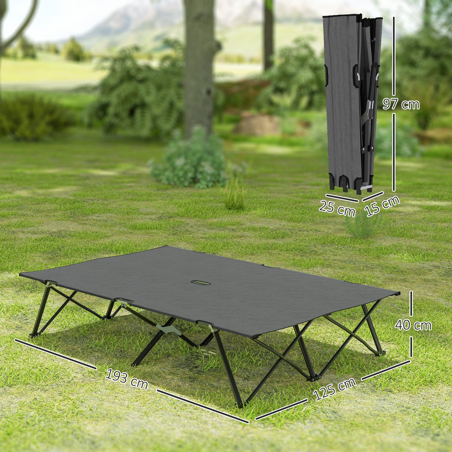 Outsunny Double Camping Cot Bed, with Bag