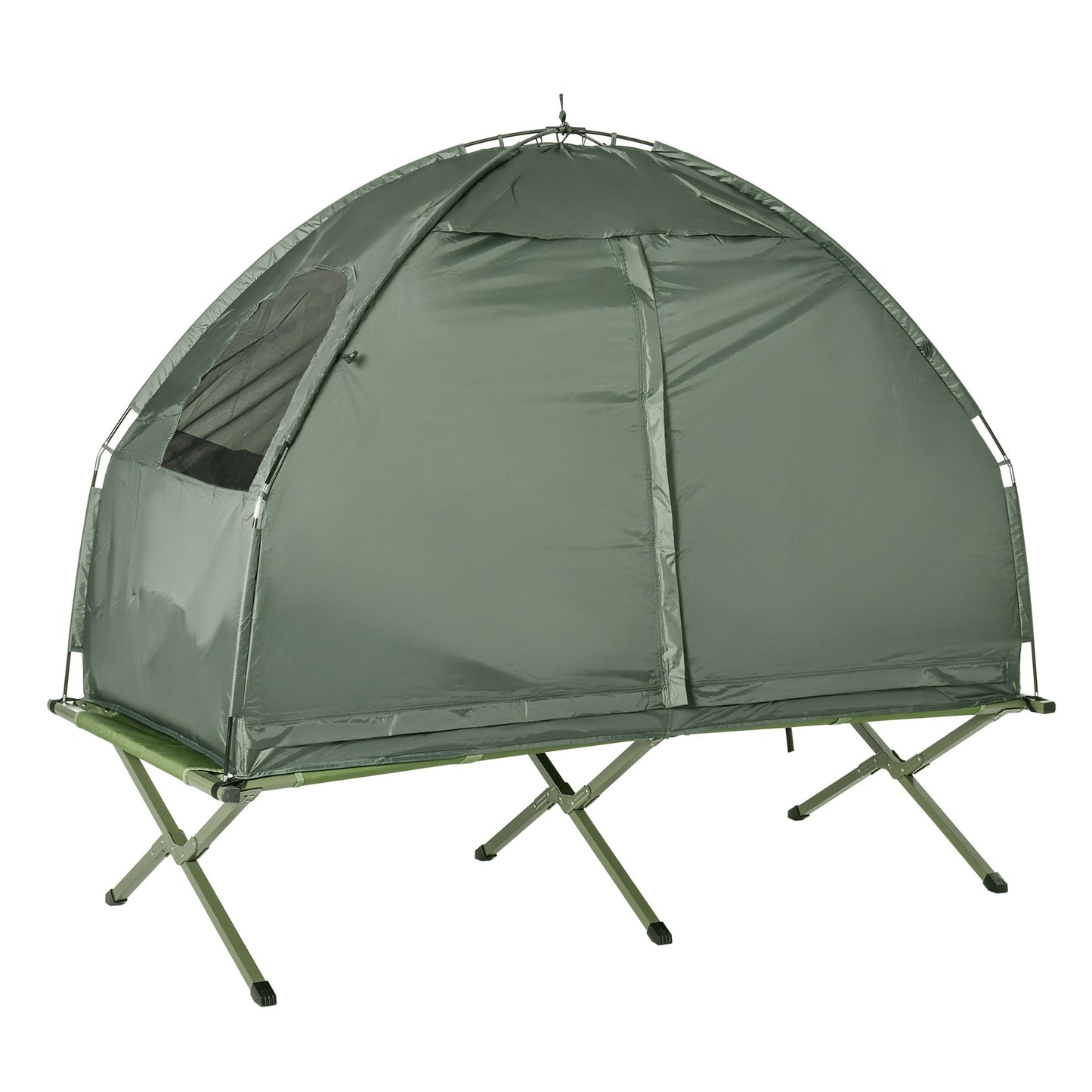 Outsunny 1 person Foldable Camping Tent w/Sleeping Bag Air Mattress Outdoor Hiking Picnic Bed cot w/Foot Pump