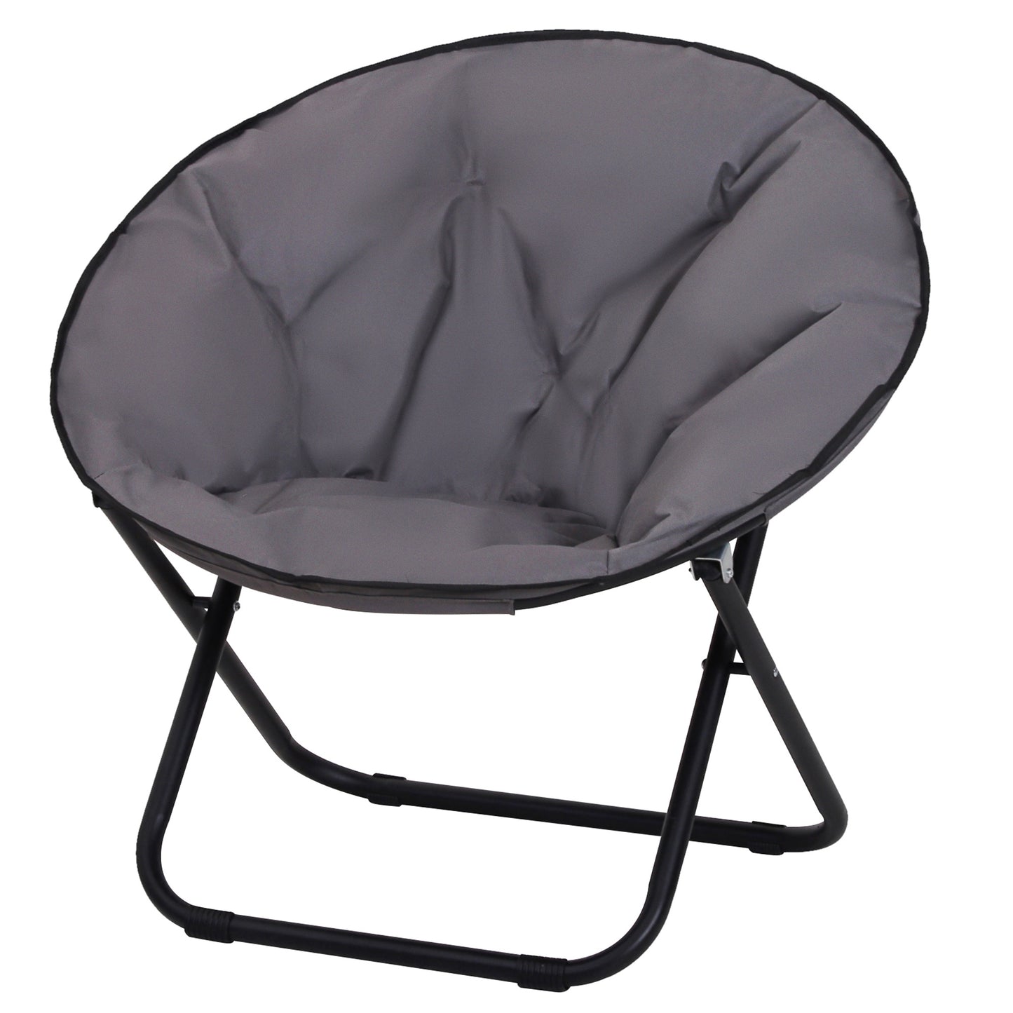 Outsunny Garden Folding Portable Padded Saucer Moon Chair Padded Round Outdoor Camping Travel Fishing Seat