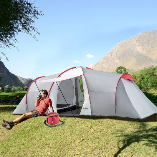 Outsunny Four-Man Tunnel Tent, with Two Bedrooms and Living Room