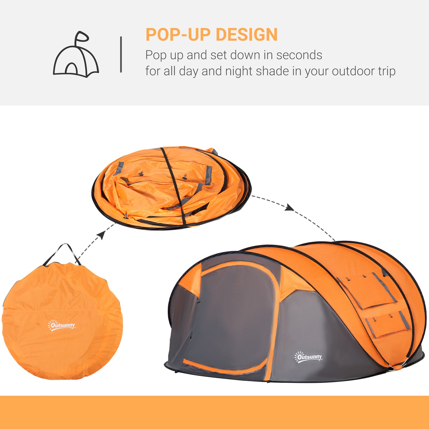 Outsunny 4-5 Person Pop-up Camping Tent Family Tent w/ 2 Mesh Windows & PVC Windows Portable Carry Bag for Outdoor Trip