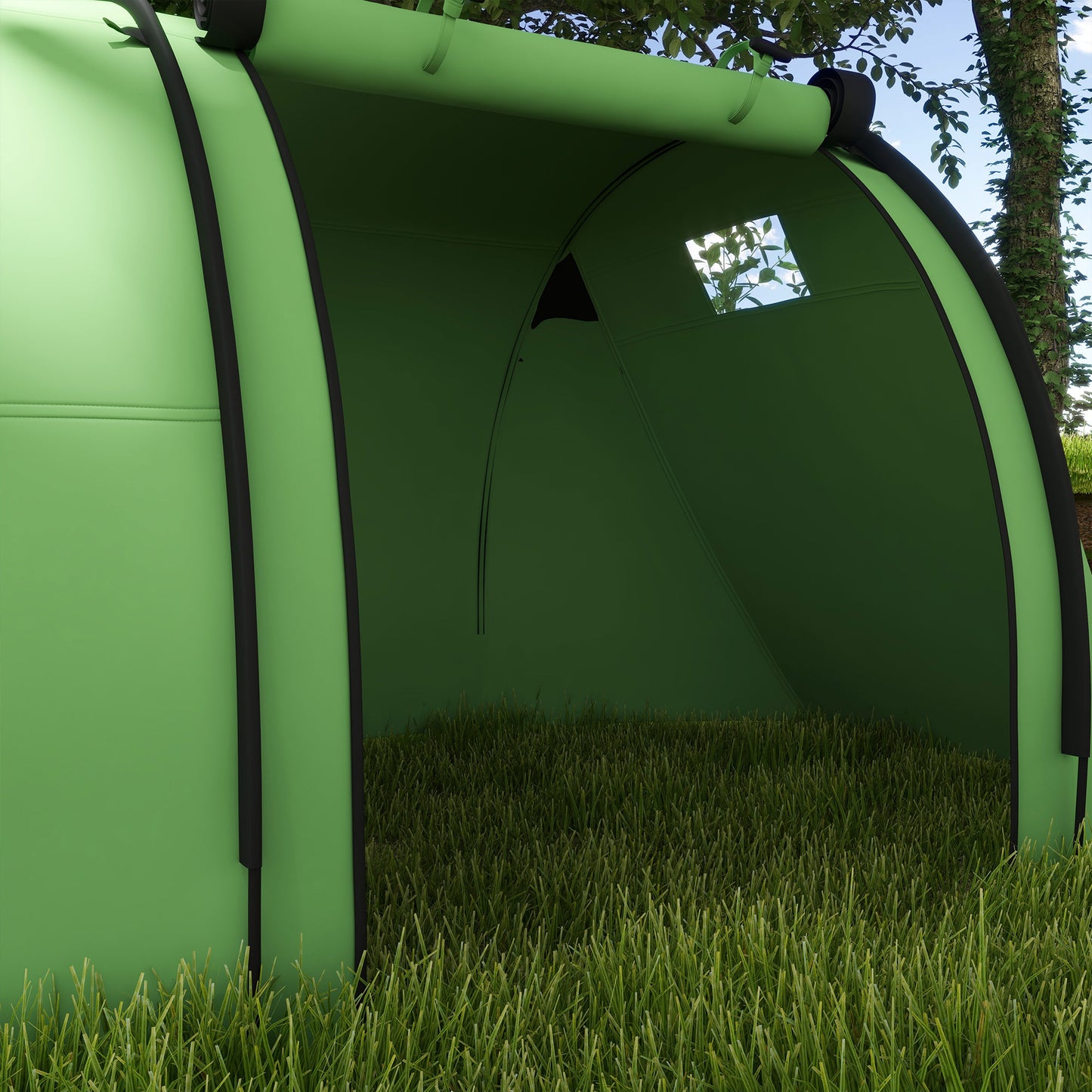 Outsunny Four Man Duo Room Tunnel Tent, with Accessories
