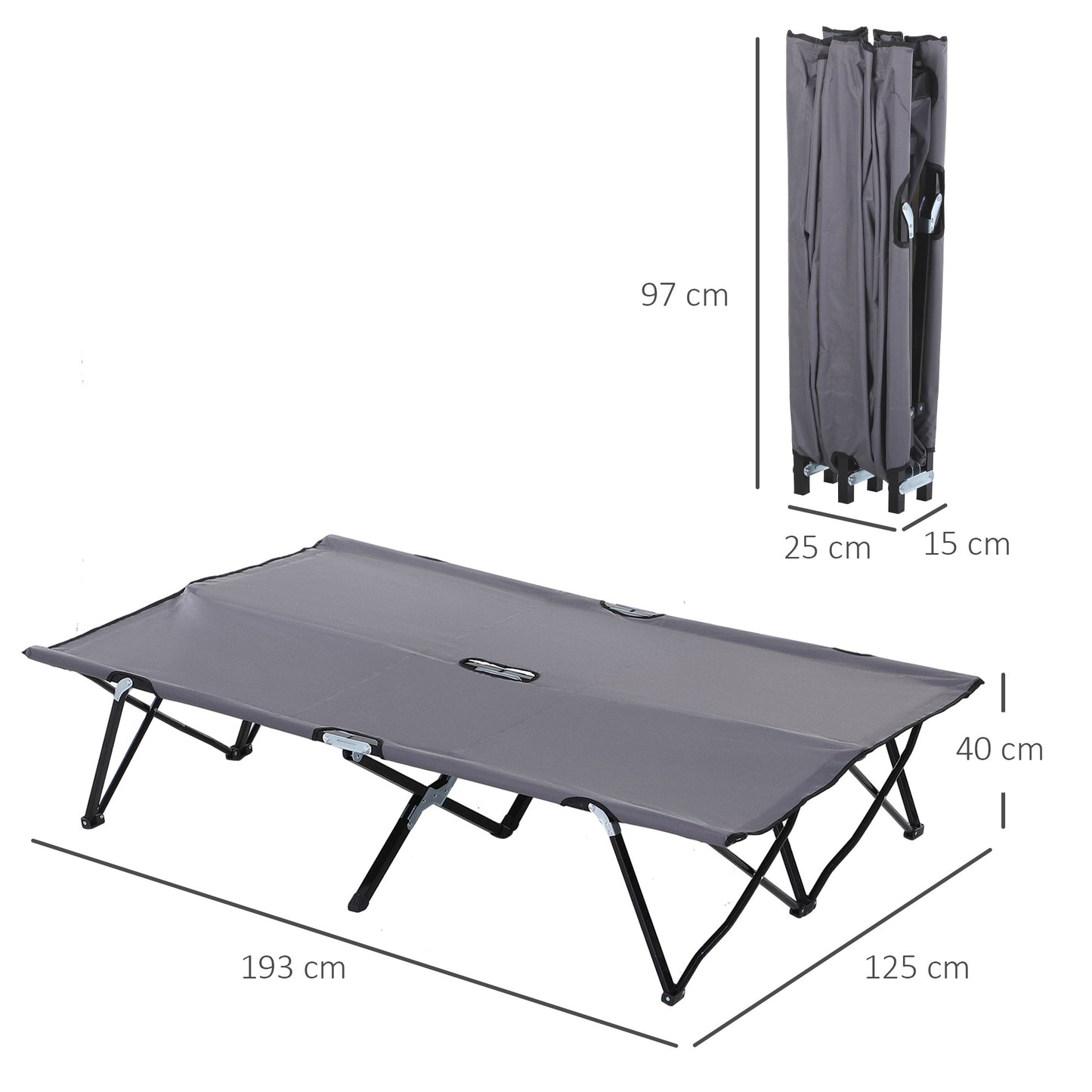 Outsunny Double Camping Cot Bed, with Bag
