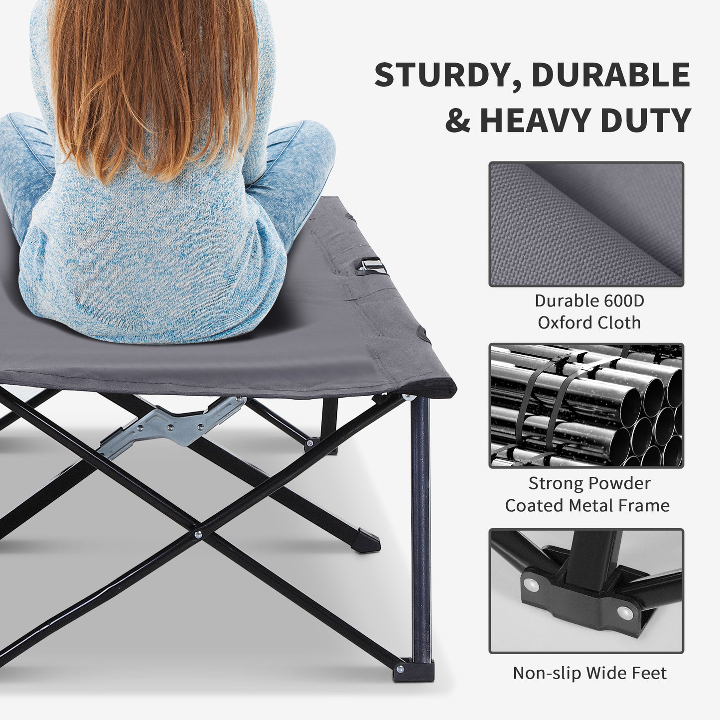 Outsunny Double Camping Cot Bed, with Bag