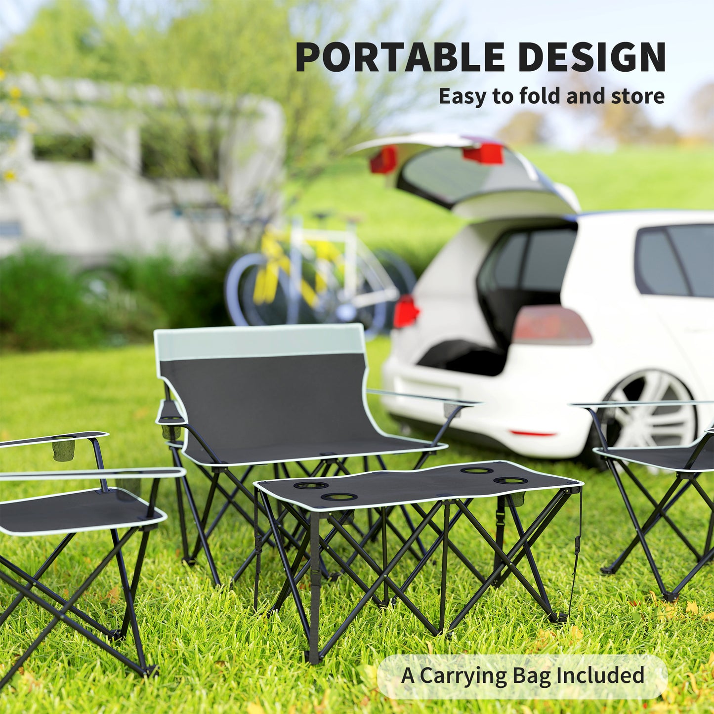 Outsunny Four-Piece Portable Picnic Table Set