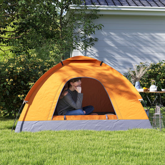 Outsunny 2 Person Camping Tent, Dome Tent with Zipped Doors, Storage Pocket, Portable Handy Bag