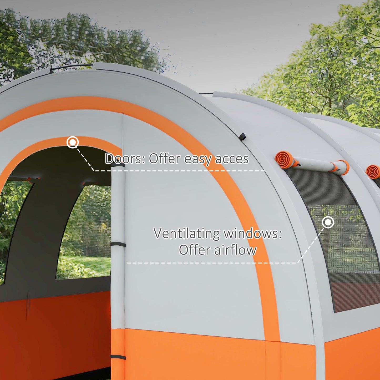 Outsunny 3000mm Waterproof Camping Tent, 5-6 Man Family Tent with Living and Bedroom, Carry Bag Included