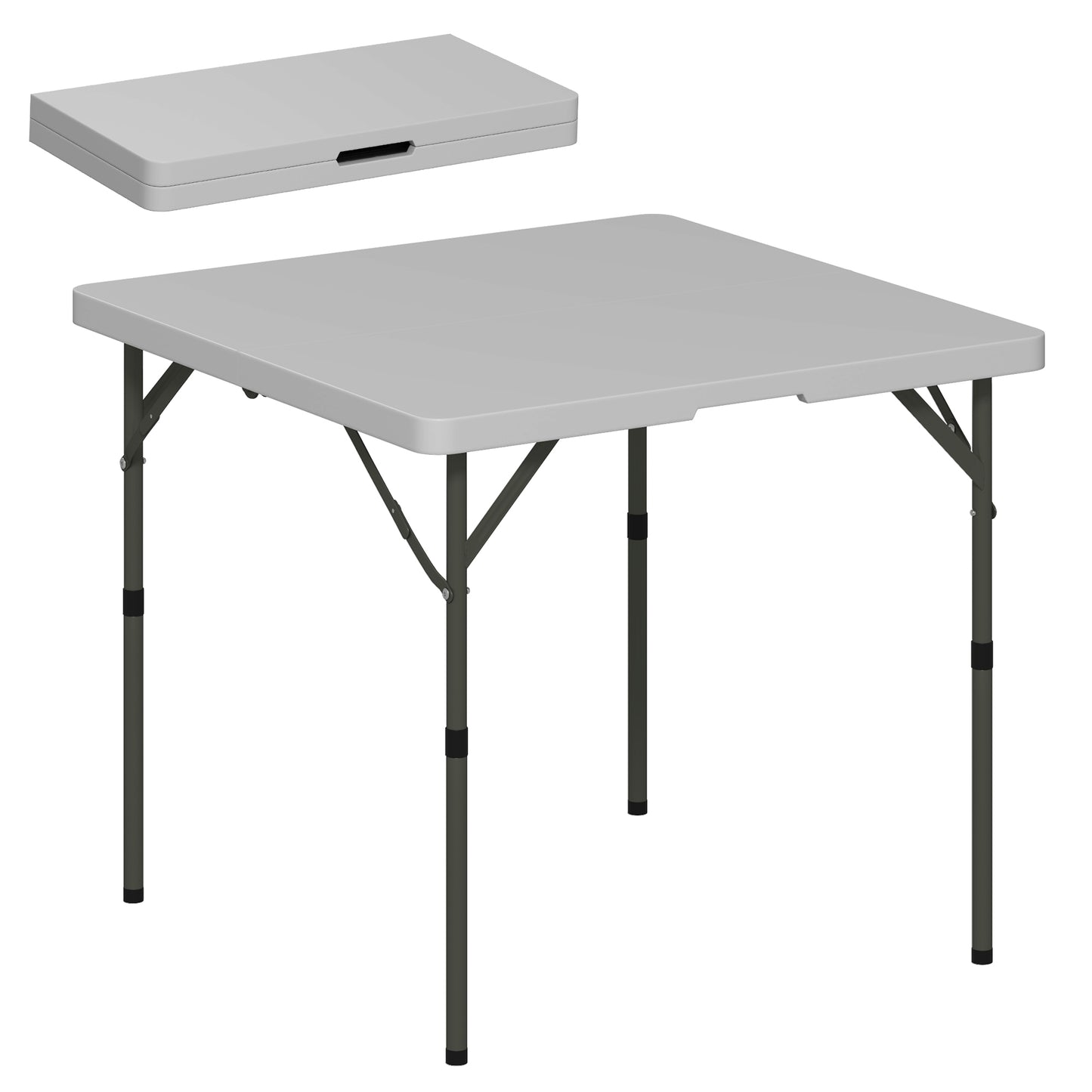 Outsunny 3ft Folding Camping Table, Heavy Duty Picnic Table with 2 Adjustable Height for Indoor Outdoor Garden, Party, BBQ