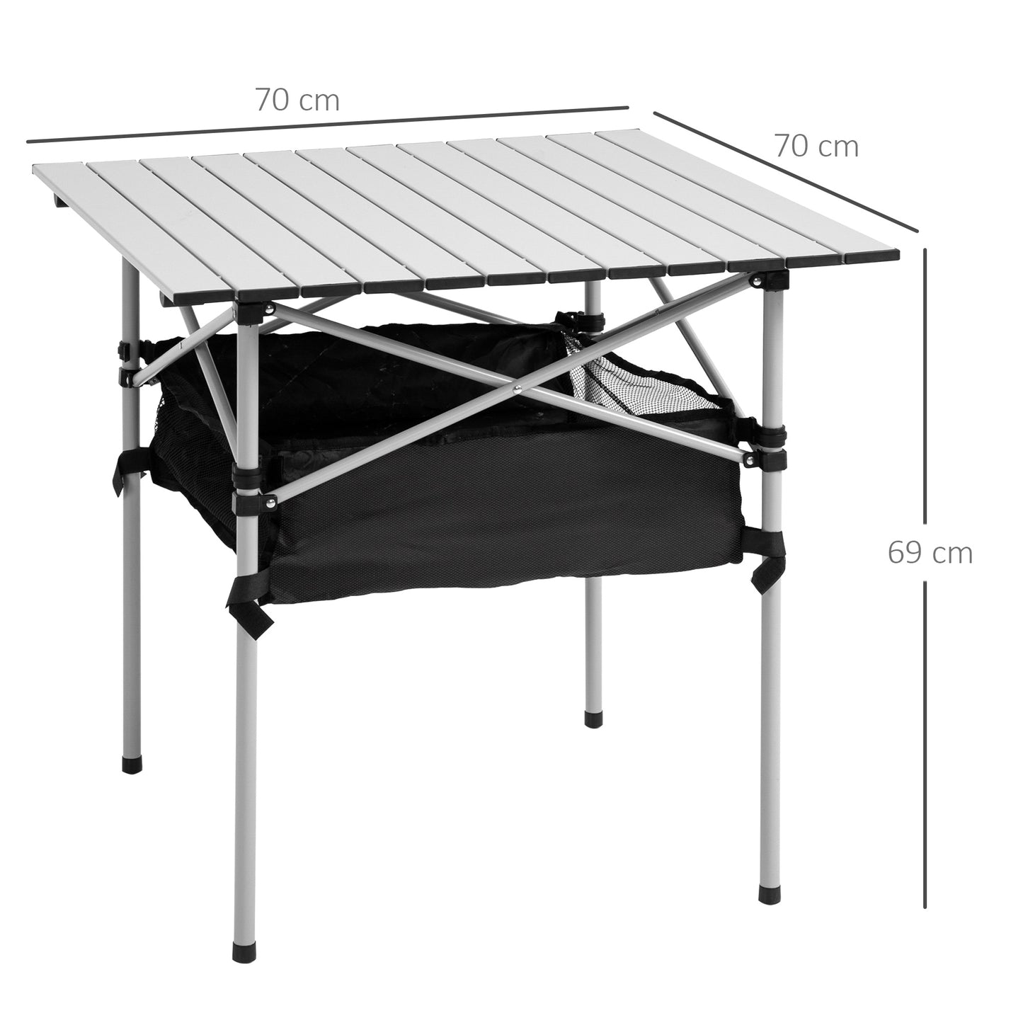 Outsunny Portable Camping Table w/ Mesh Bag & Steel Frame Hiking Furniture Desk