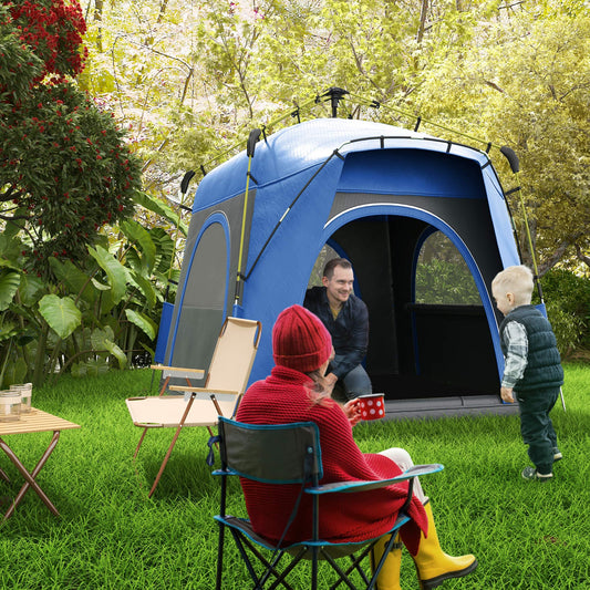 Outsunny 4 Person Automatic Camping Tent, Outdoor Pop Up Tent, Portable Backpacking Dome Shelter