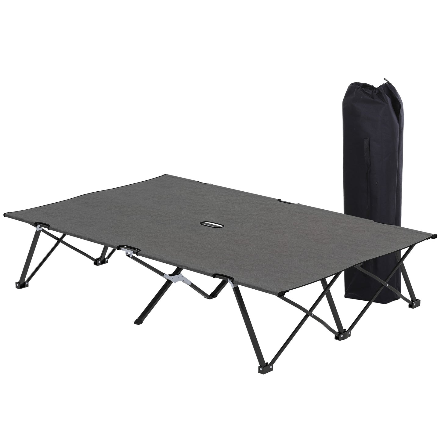 Outsunny Double Camping Cot Bed, with Bag