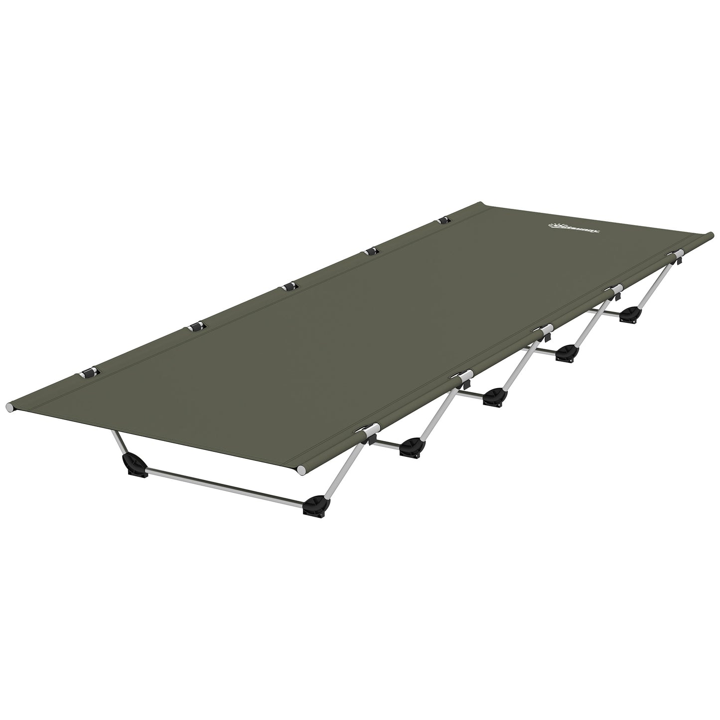 Outsunny Lightweight Camping Bed, Aluminium Portable Camp Cot w/ Strong Support 150kg and Carry Bag for Camping