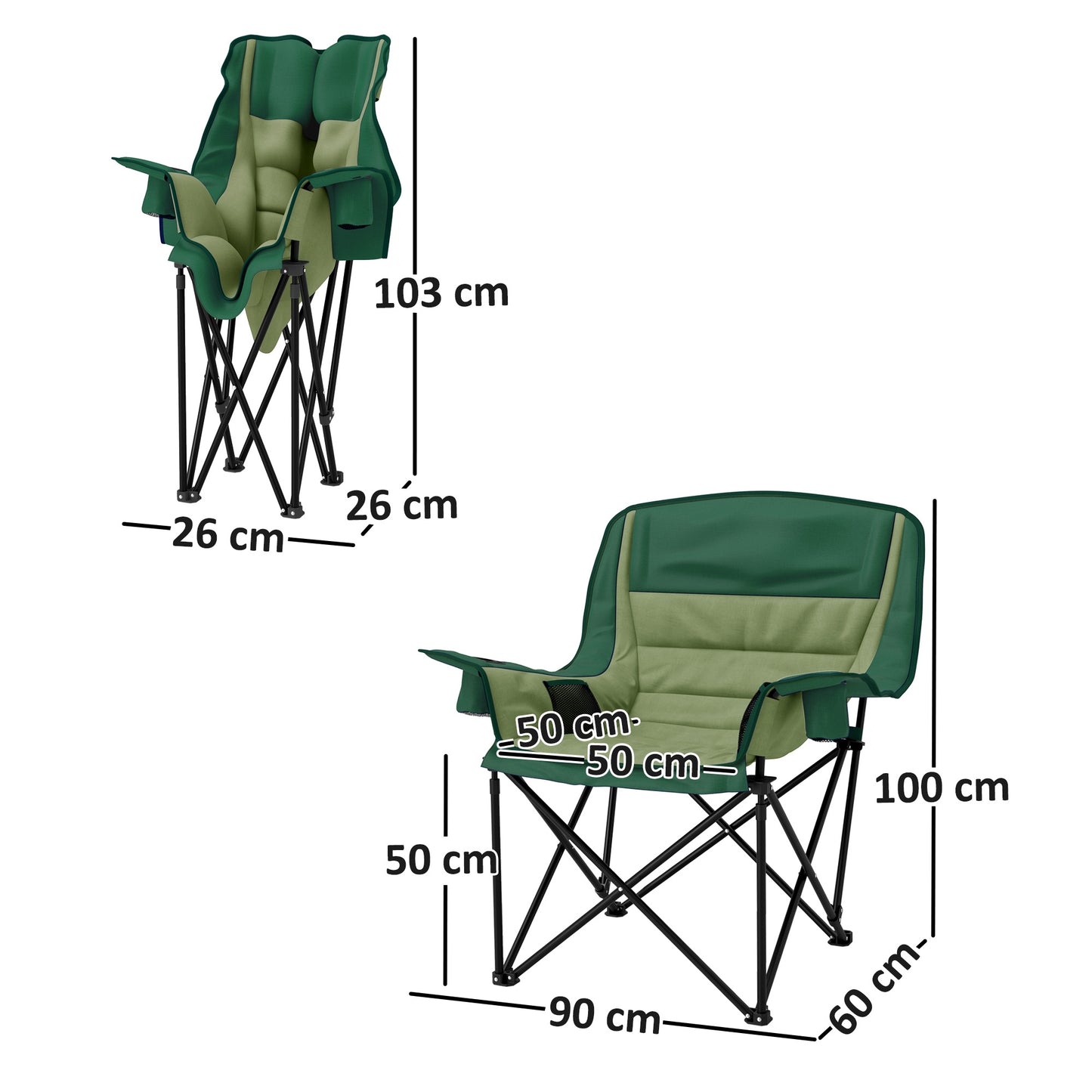 Outsunny Portable Padded Camping Chair, with Bag