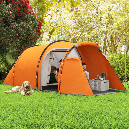 Outsunny 2-3 Man Tunnel Tents w/ Vestibule Camping Tent Porch Air Vents Weather-Resistant Shelter