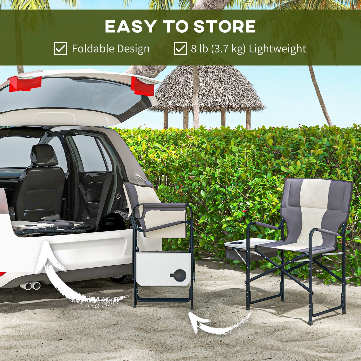 Outsunny Folding Aluminium Camping Chair, with Cooler Bag Table
