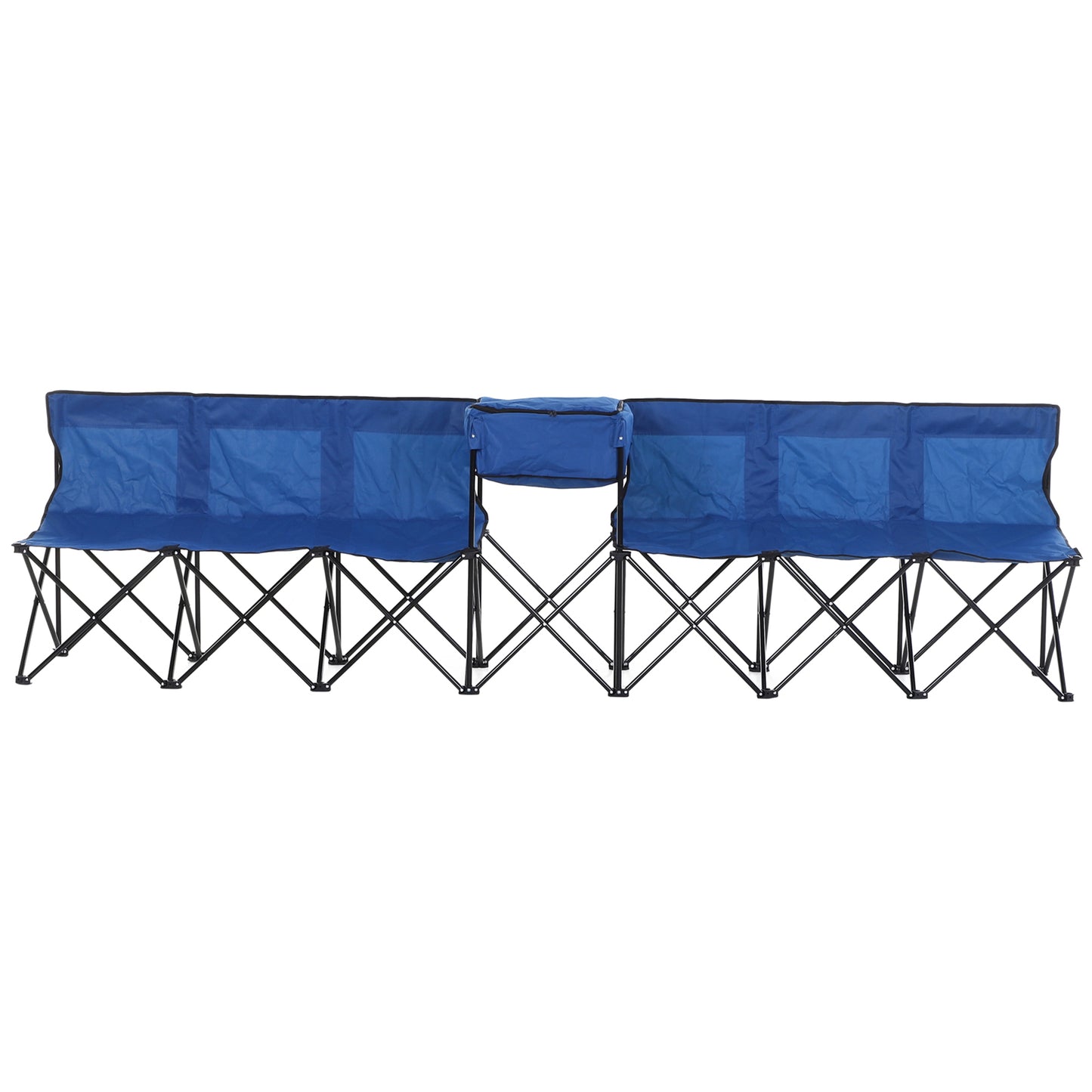 Outsunny 6 Seat Folding Sports Bench Portable Sports Team Bench Spectator Chair with Cooler Bag and Carrying Bag for Outdoor Picnic Camping