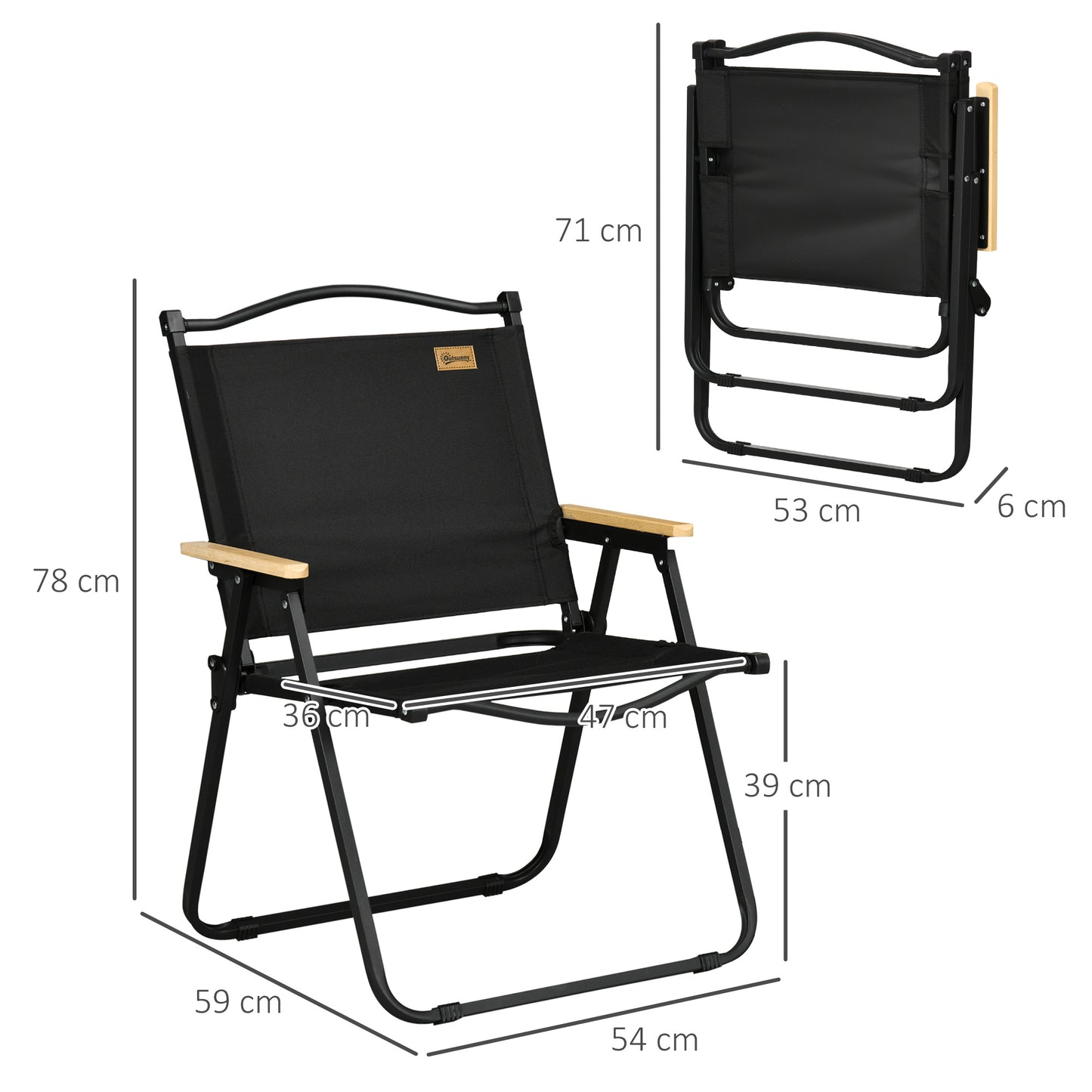 Outsunny Camping Chair for Adults, Lightweight Folding Chair, Portable Chair for Camping, Fishing, Beach and Outdoor Travel