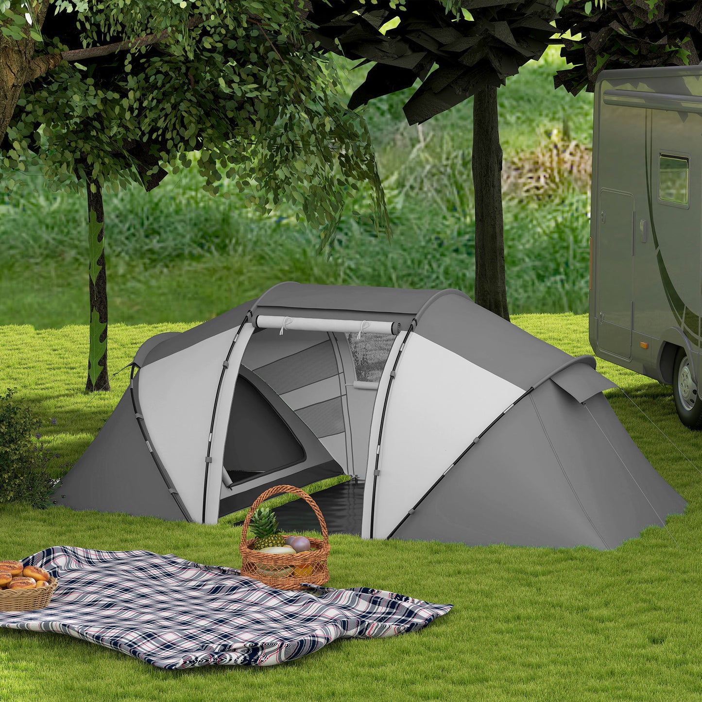 Outsunny 4-6 Man UV Protection Camping Tent
