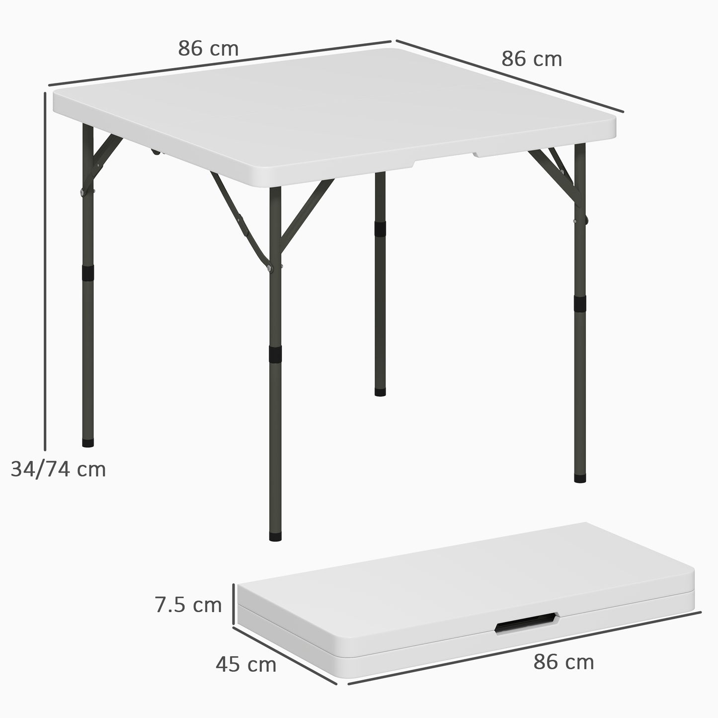 Outsunny 3ft Folding Camping Table, Heavy Duty Picnic Table with 2 Adjustable Height for Indoor Outdoor Garden, Party, BBQ