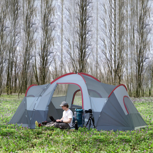 Outsunny Fibreglass & Steel Frame 5/6 Person Lightweight Camping Tent