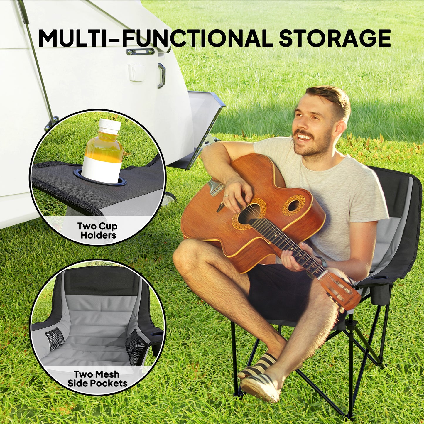 Outsunny Portable Padded Camping Chair, with Bag