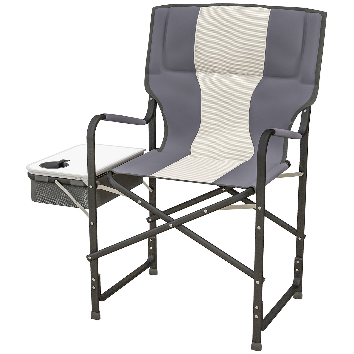 Outsunny Folding Aluminium Camping Chair, with Cooler Bag Table