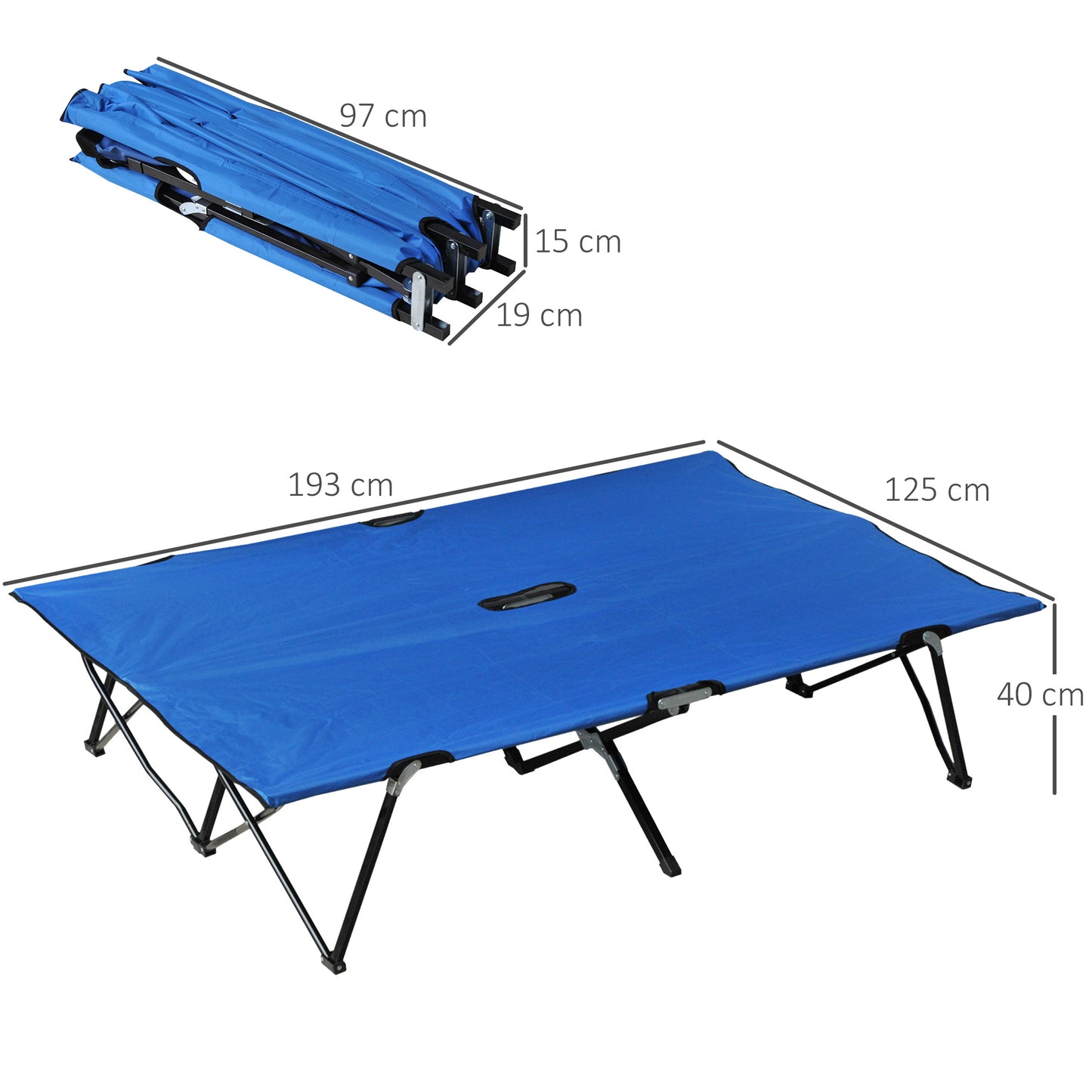 Outsunny Double Camping Cot Bed, with Bag