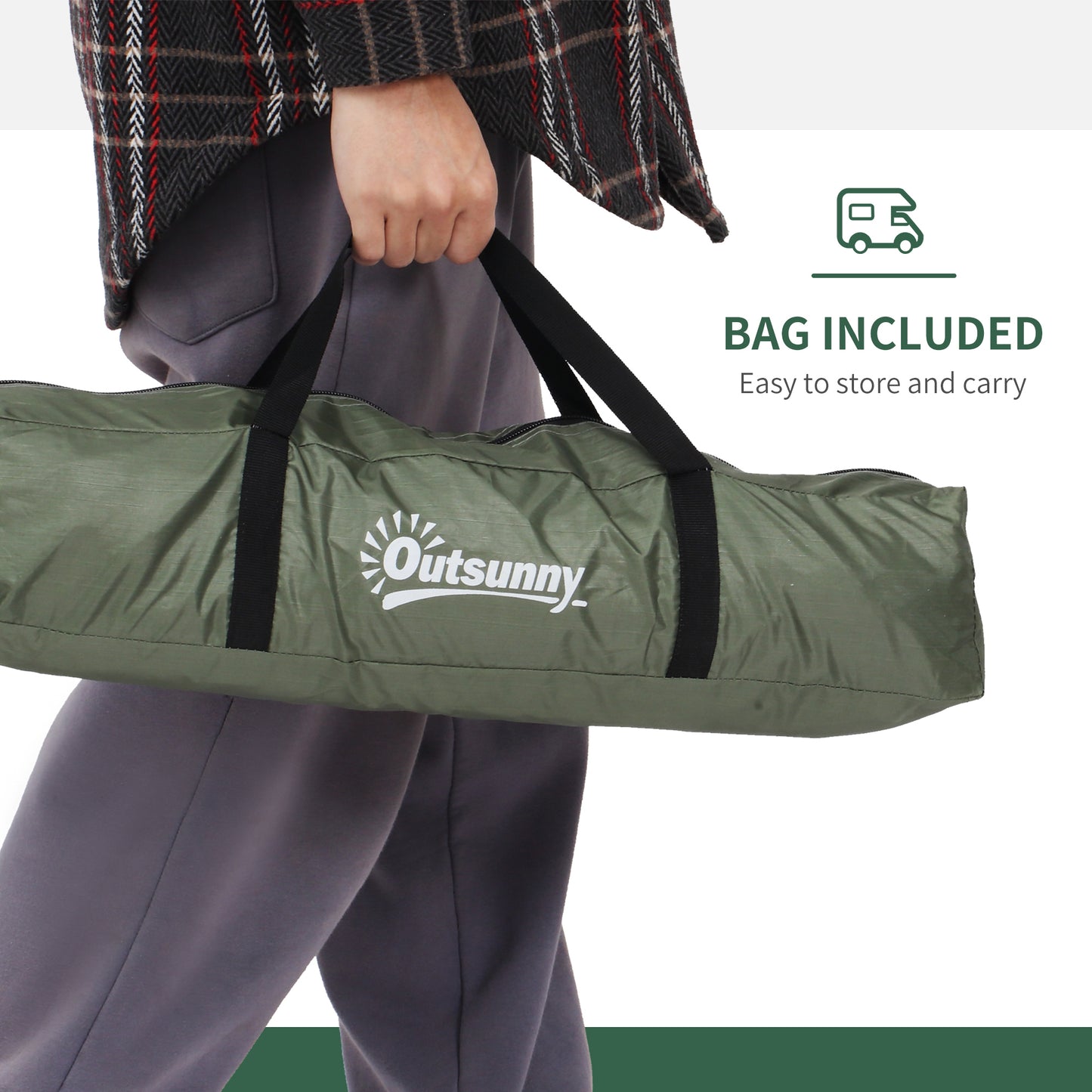 Outsunny 2 Person Camping Tent, Camouflage Tent with Zipped Doors, Storage Pocket, Portable Handy Bag