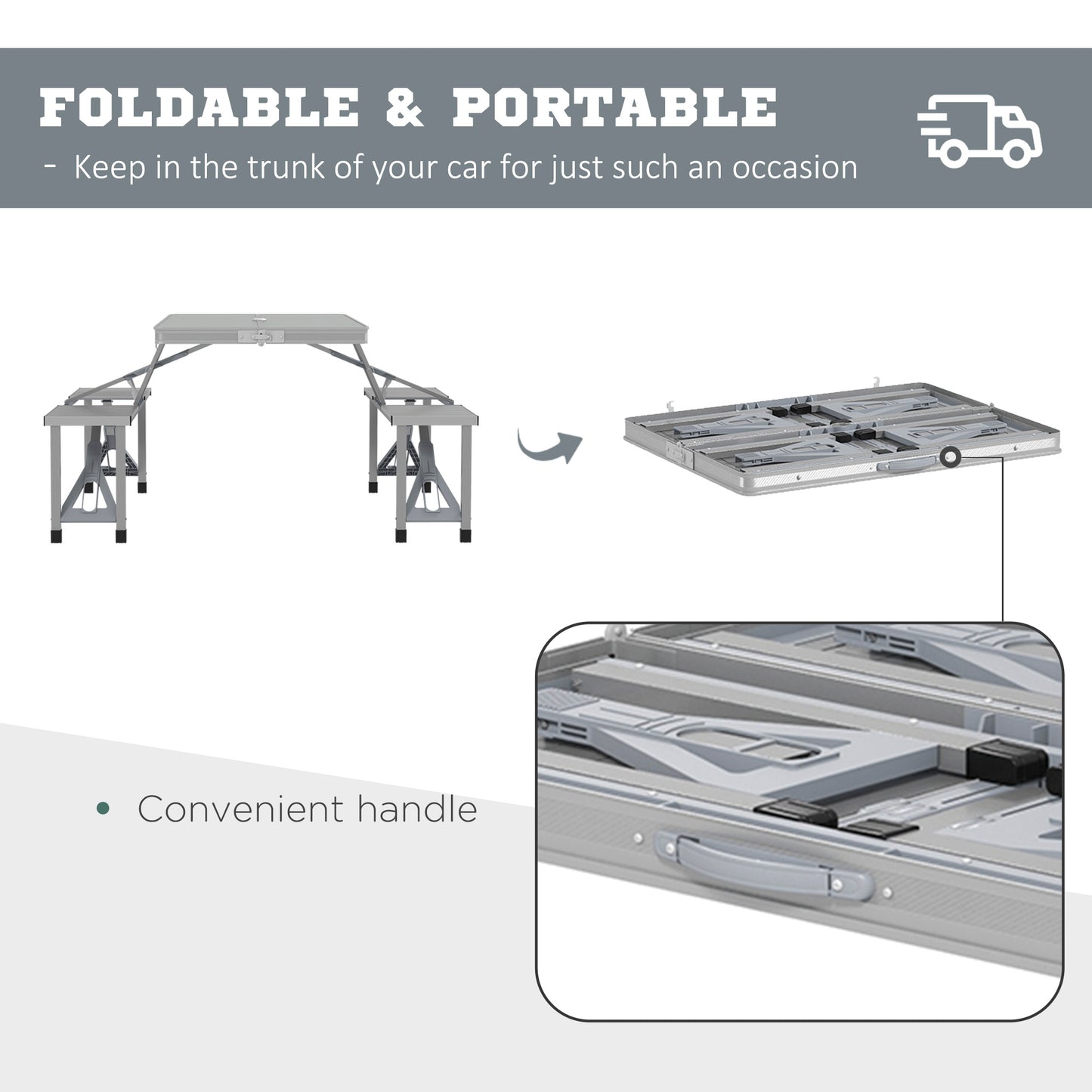 Outsunny Folding Picnic Table with 4 Seats and Umbrella Hole