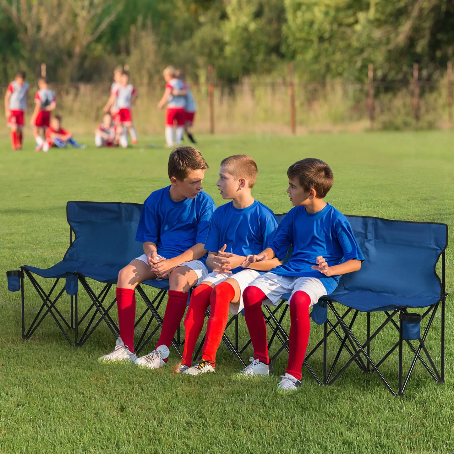Outsunny 6 Seater Folding Camping Chair with Cup Holder & Carry Bag