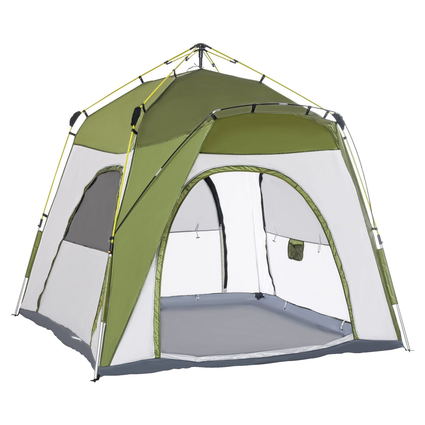 Outsunny 4 Person Automatic Camping Tent, Outdoor Pop Up Tent, Portable Backpacking Dome Shelter