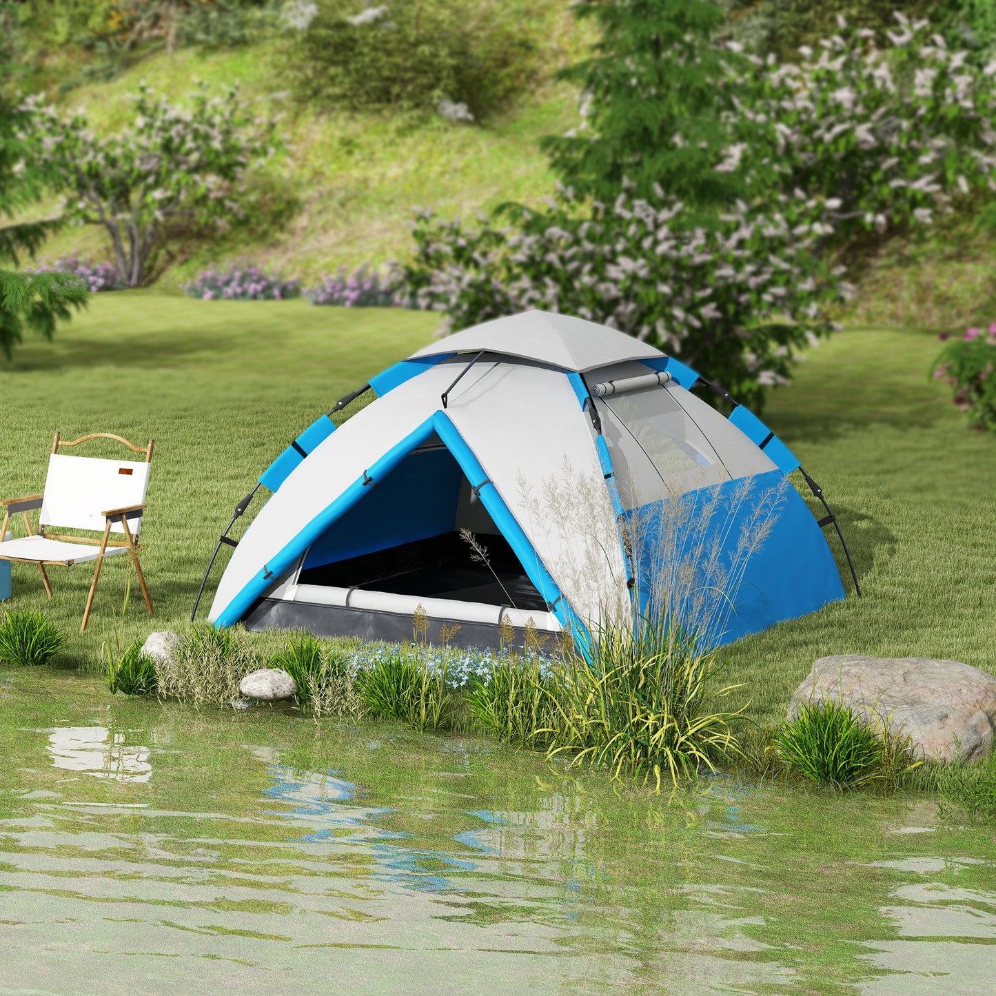 Outsunny Two-Man One Room Camping Tent, with Accessories