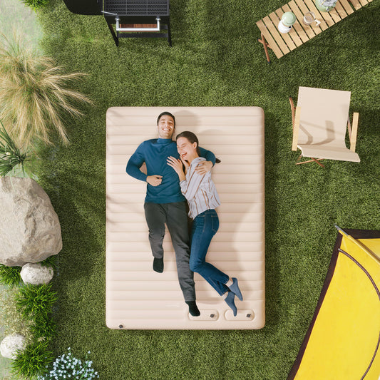 Outsunny Double Inflatable Mattress, with Built-In Pump