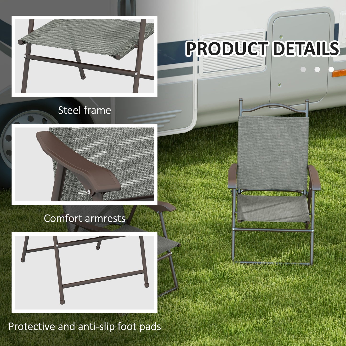 Outsunny Set of Two Folding Garden Chairs, with Fabric Mesh Seats