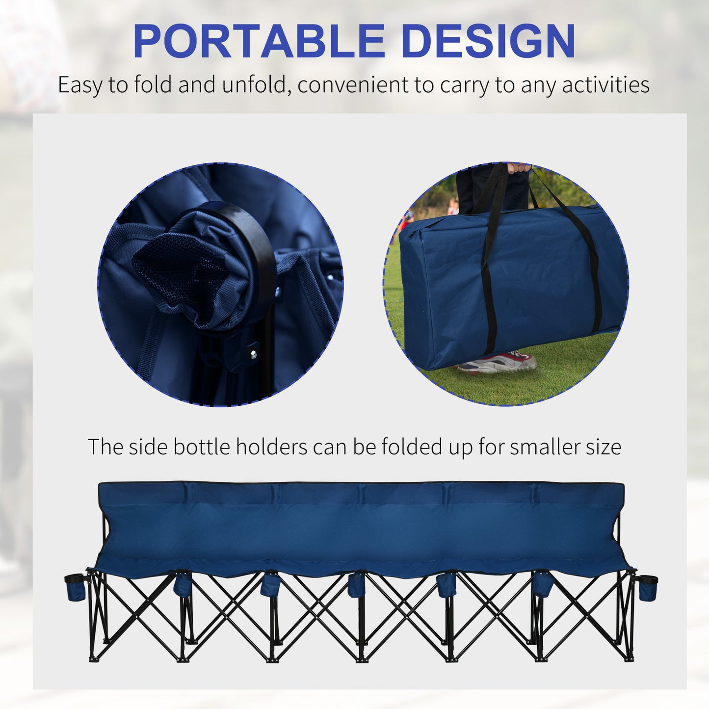 Outsunny 6 Seater Folding Camping Chair with Cup Holder & Carry Bag