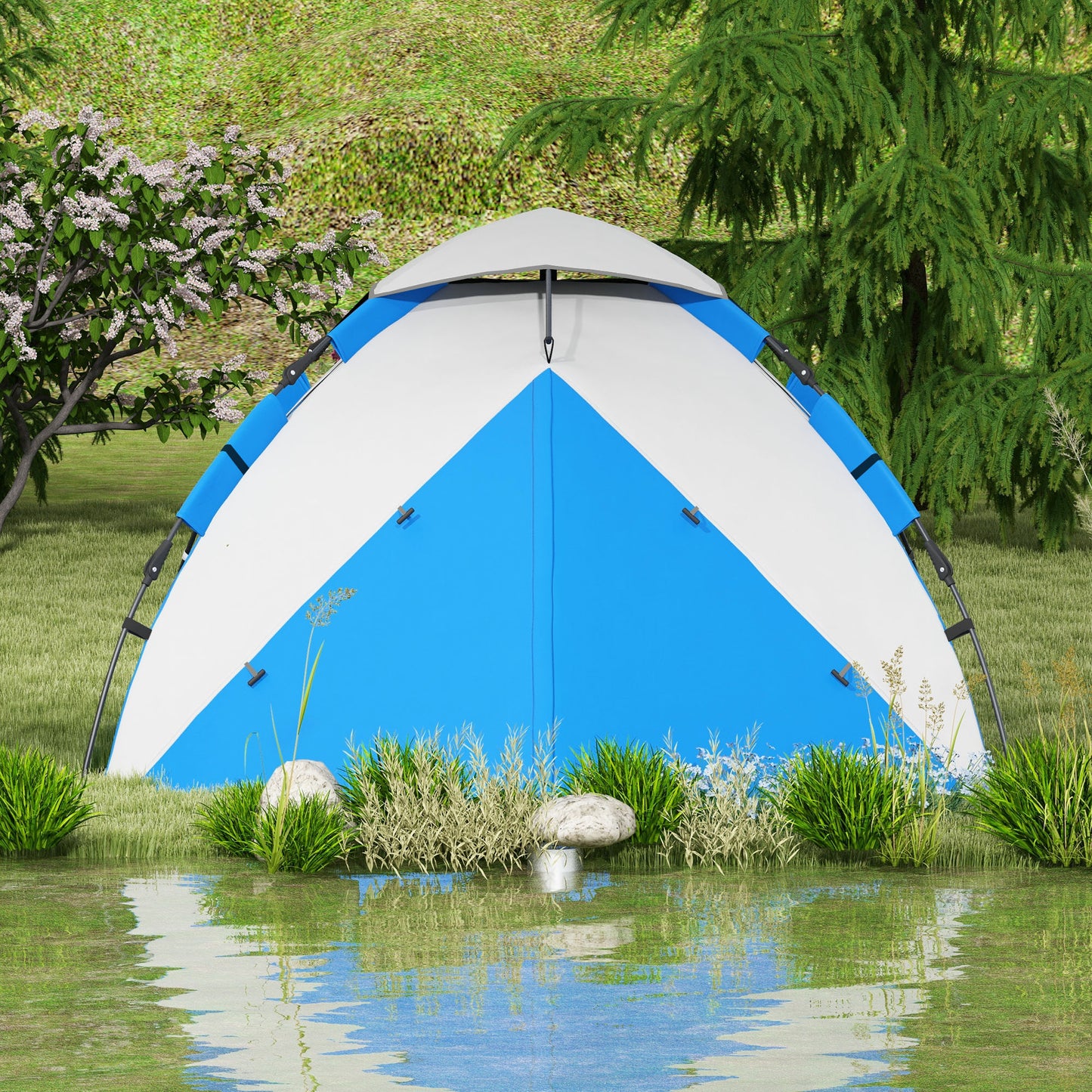 Outsunny Two-Man One Room Camping Tent, with Accessories