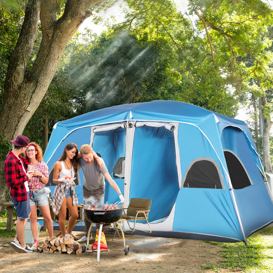 Outsunny 4-8 Person Camping Tent Family Tent with 2 Room, Mesh Windows, Easy Set Up for Backpacking, Hiking, Outdoor