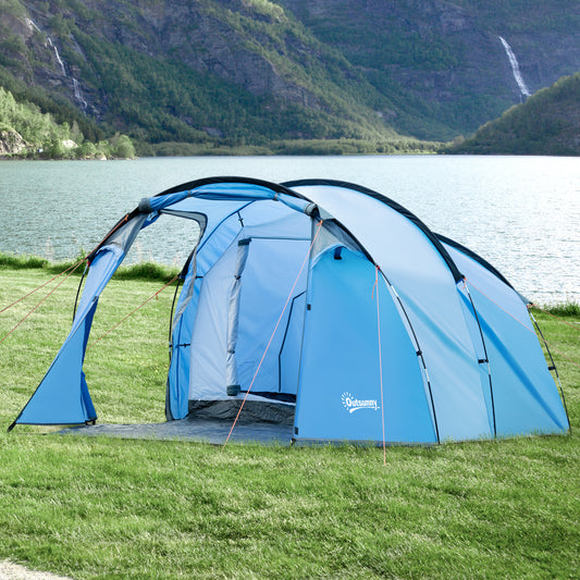 Outsunny 2 Room Tent with Vestibule, Weather-Resistant Camping Tent with Air Vents for Fishing Hiking