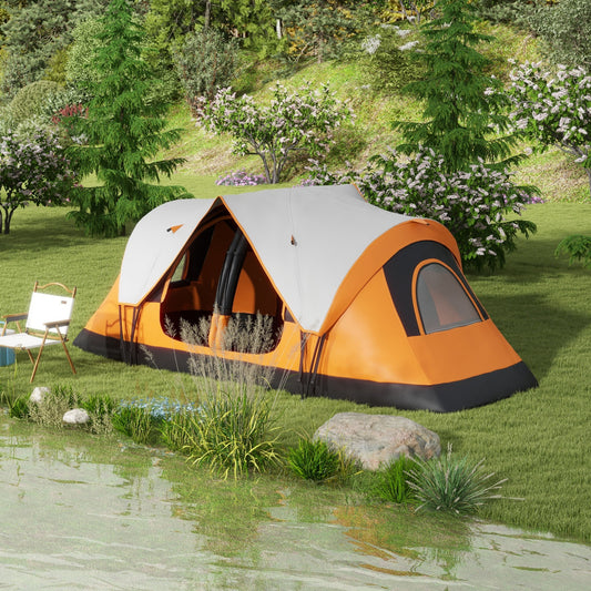 Outsunny Six-Man Tent, with Two Rooms, Small Rainfly and Accessories