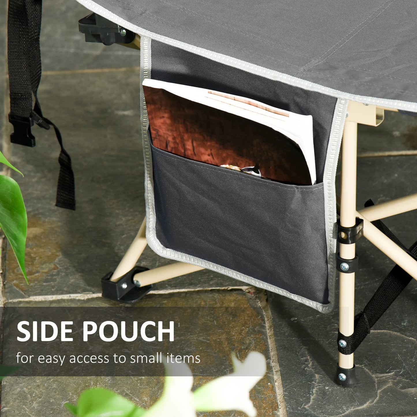 Outsunny Single Steel Frame Portable Camping Cot, with Carry Bag