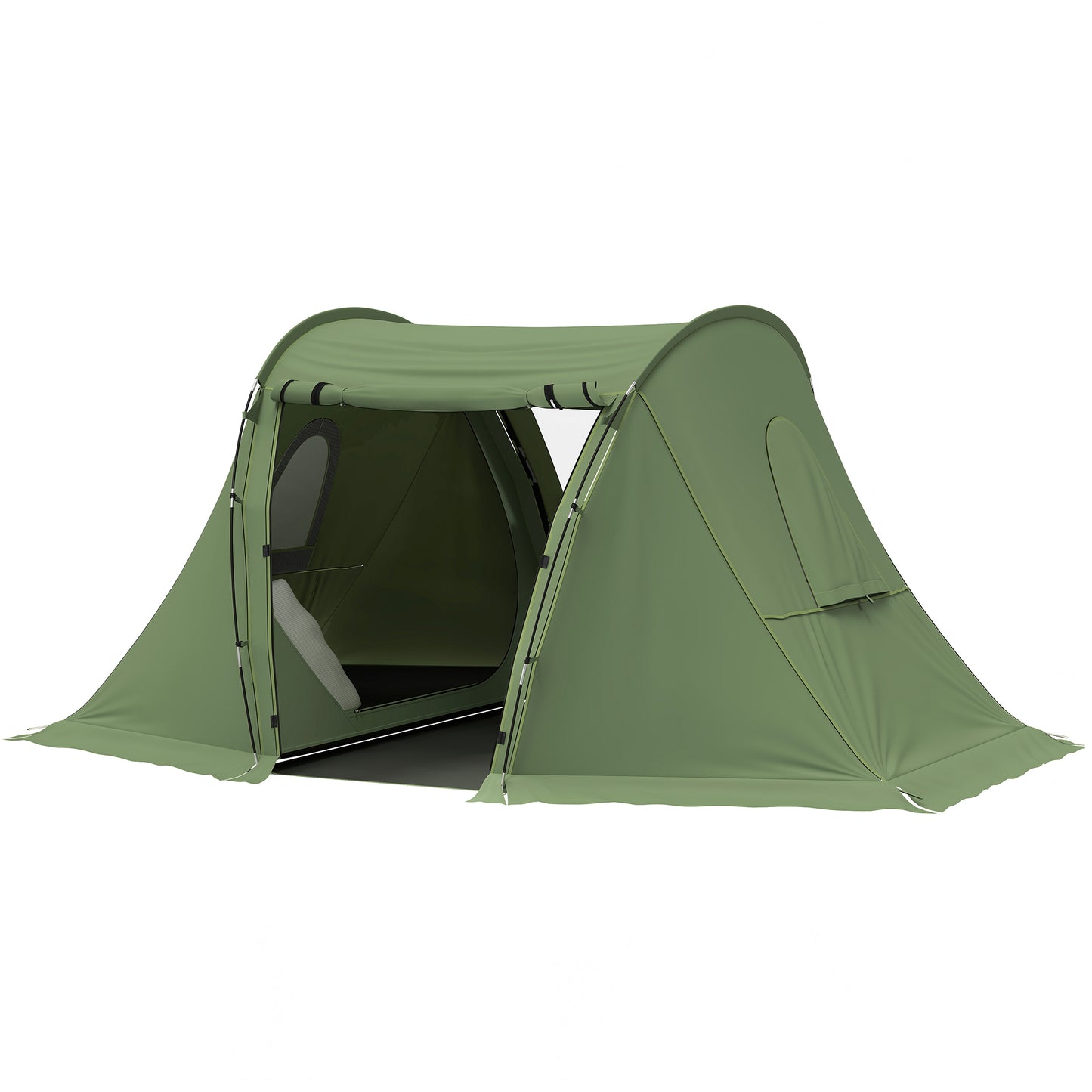 Outsunny 3 Man Camping Tent with Living Area and 2 Bedrooms, 3000mm Waterproof Family Tent with Sewn-in Groundsheet, Portable with Bag for Hiking, Festival, Backpacking