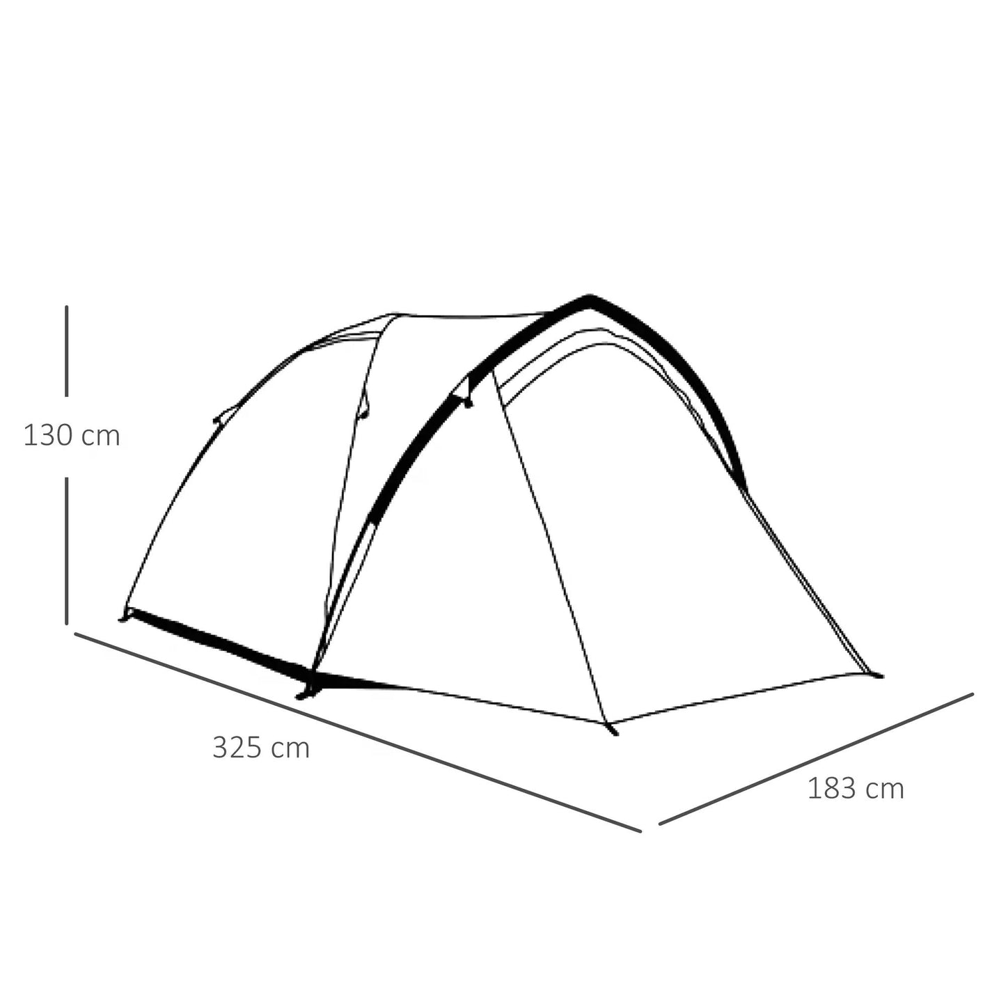 Outsunny Dome Tent for 3-4 Person Family Tent with Large Windows Waterproof