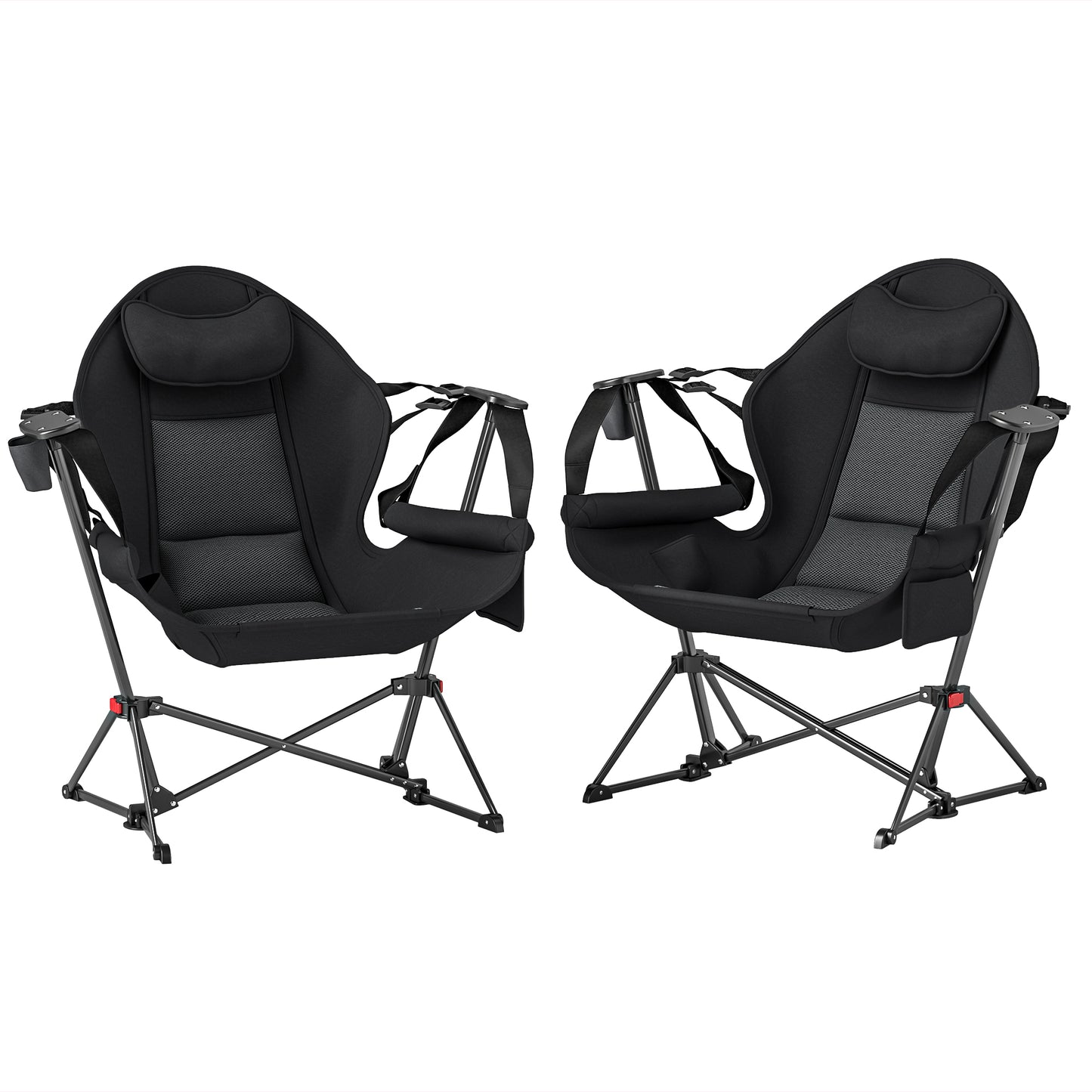 Outsunny Hammock Camping Chair Set of 2, Adjustable Back Swinging Camping Chair Portable Swinging Chair with Cup Holder, Headrest, Padded Seat and Carry Bag for Travel Fishing Hiking
